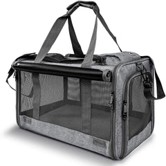 GAPZER front view of large cat carrier showing full mesh and privacy panels for calm travel