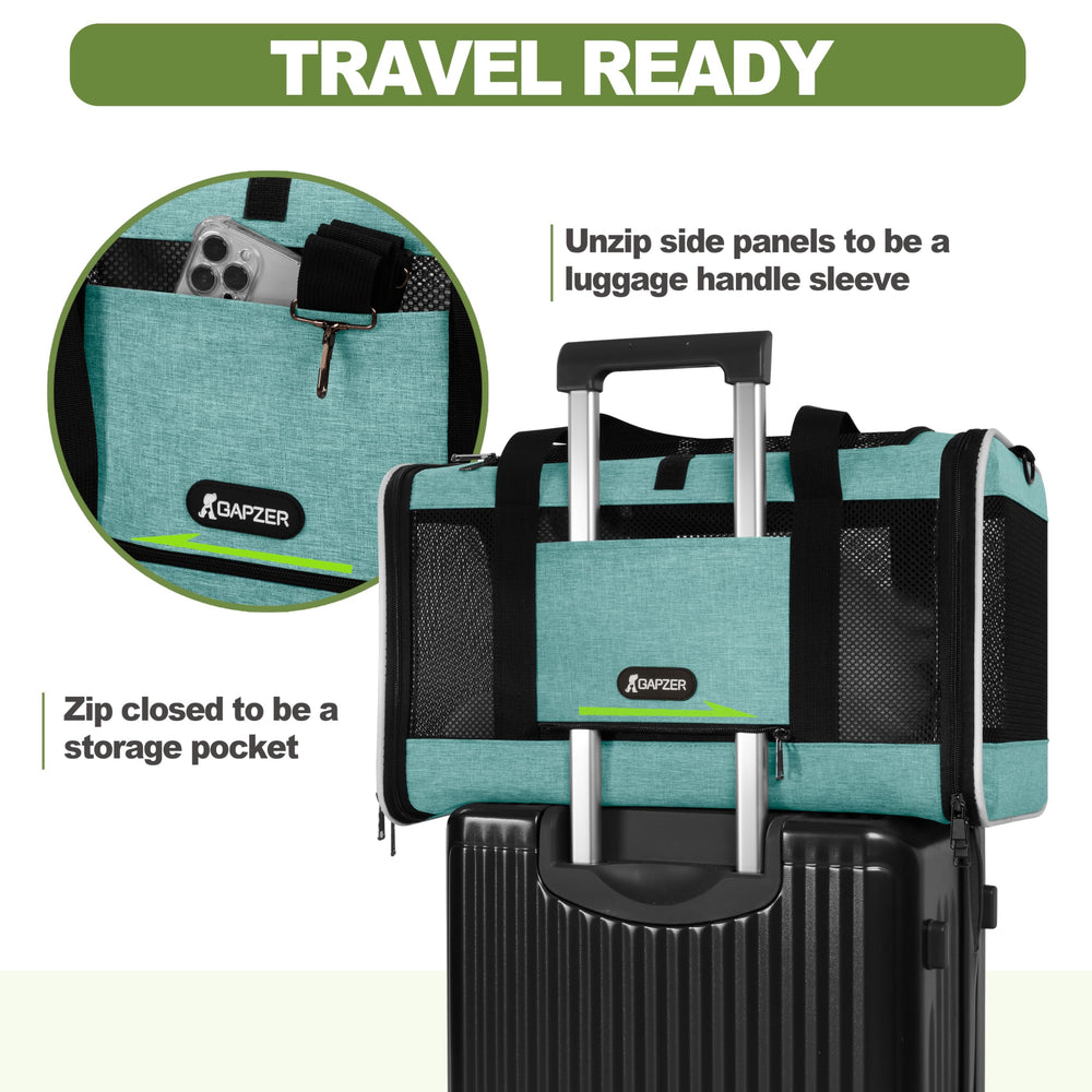 GAPZER seatbelt sleeve and attachment, secures carrier in car safely