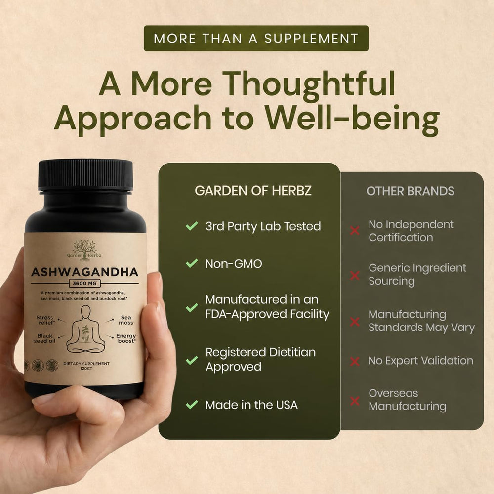 Garden of Herbz capsules in hand showing portability and daily convenience