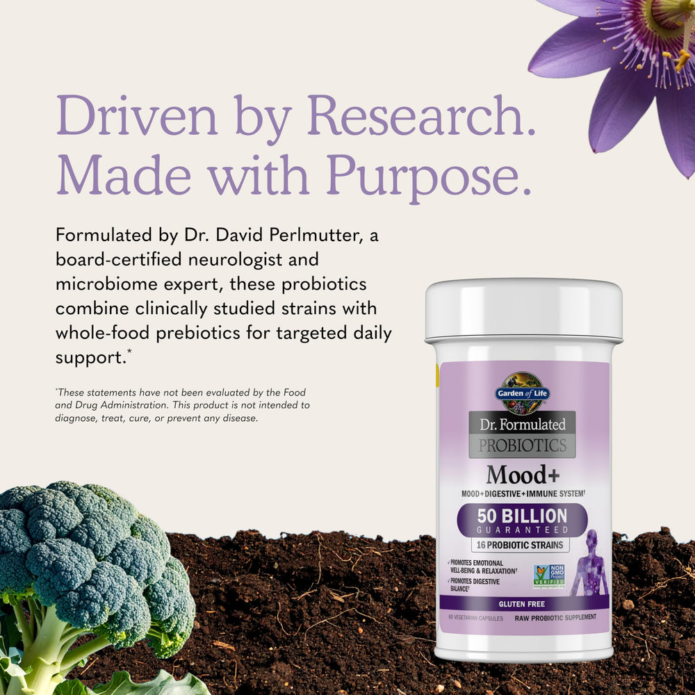 Garden of Life ashwagandha root and Alaskan blueberries representing organic ingredients