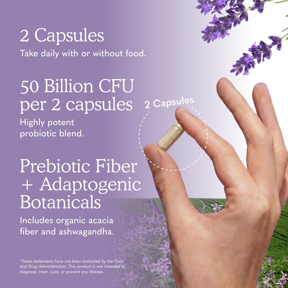 Garden of Life two capsules on hand illustrating the daily serving