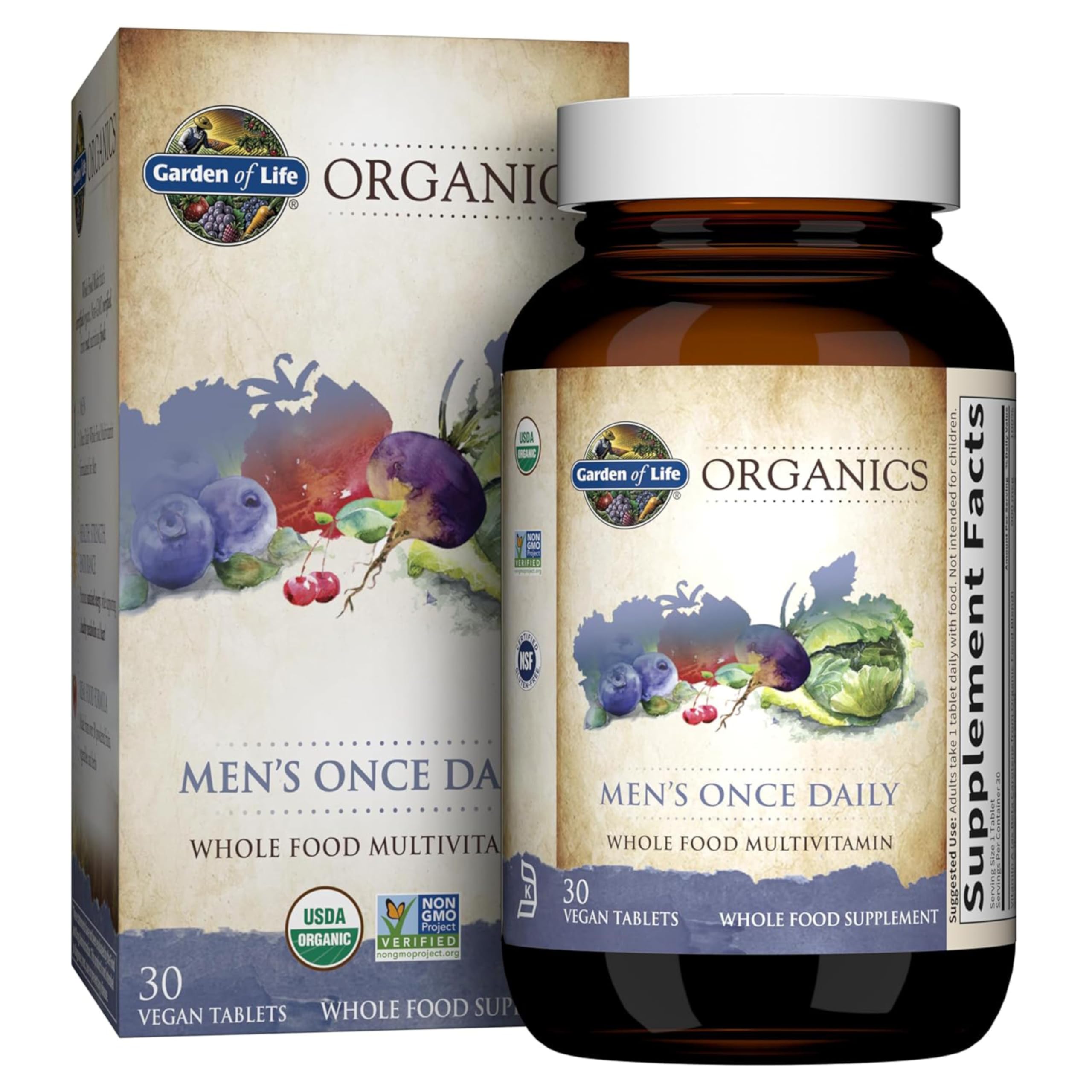 Garden of Life front packaging showing mykind men's once daily benefits