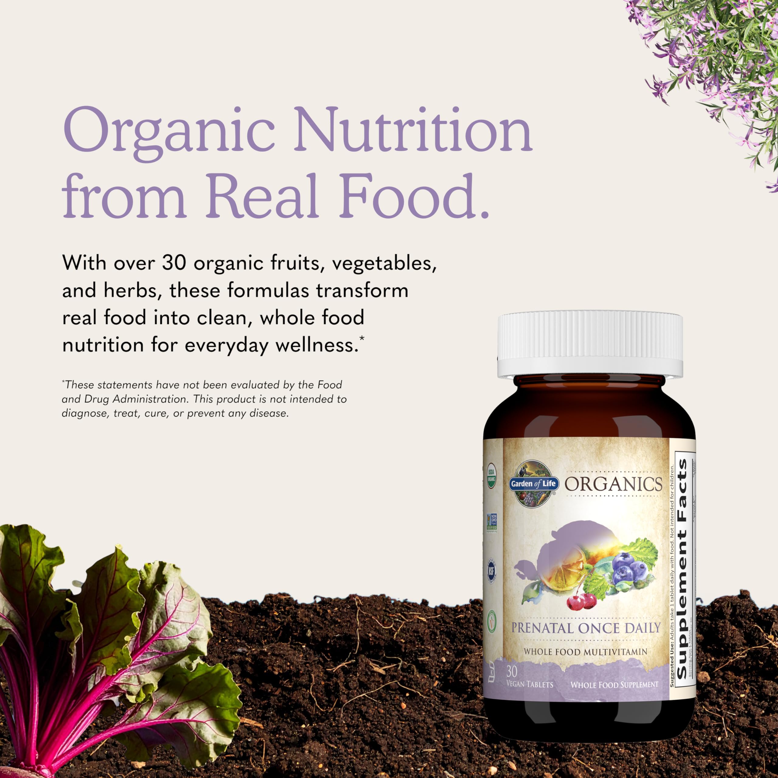 Garden of Life prenatal on a breakfast counter illustrating daily routine
