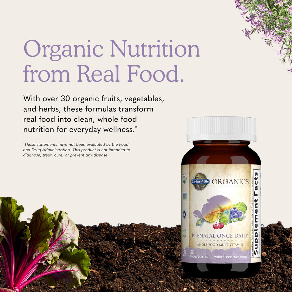 Garden of Life prenatal on a breakfast counter illustrating daily routine