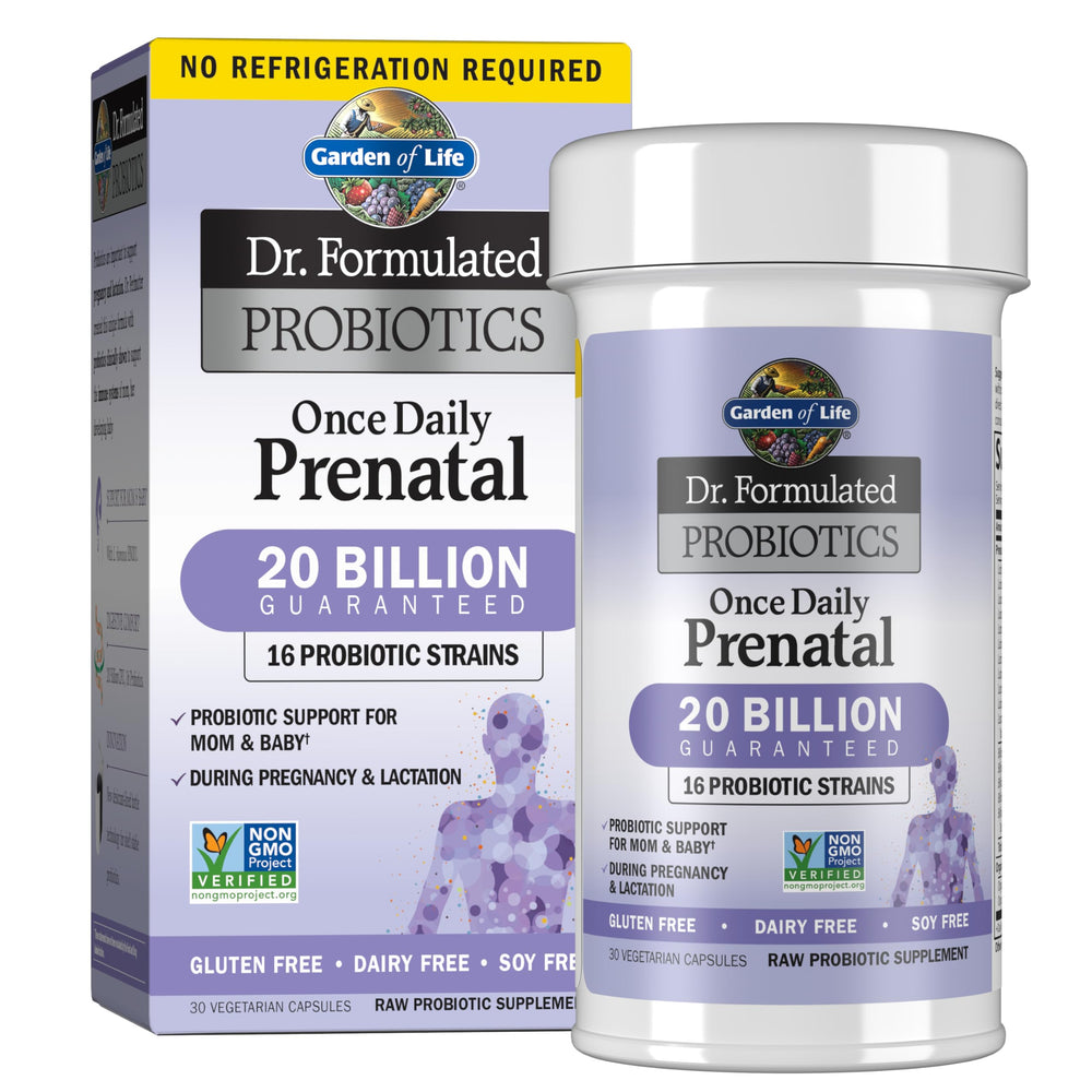 Garden of Life front packaging showing prenatal probiotics for easy identification and confidence