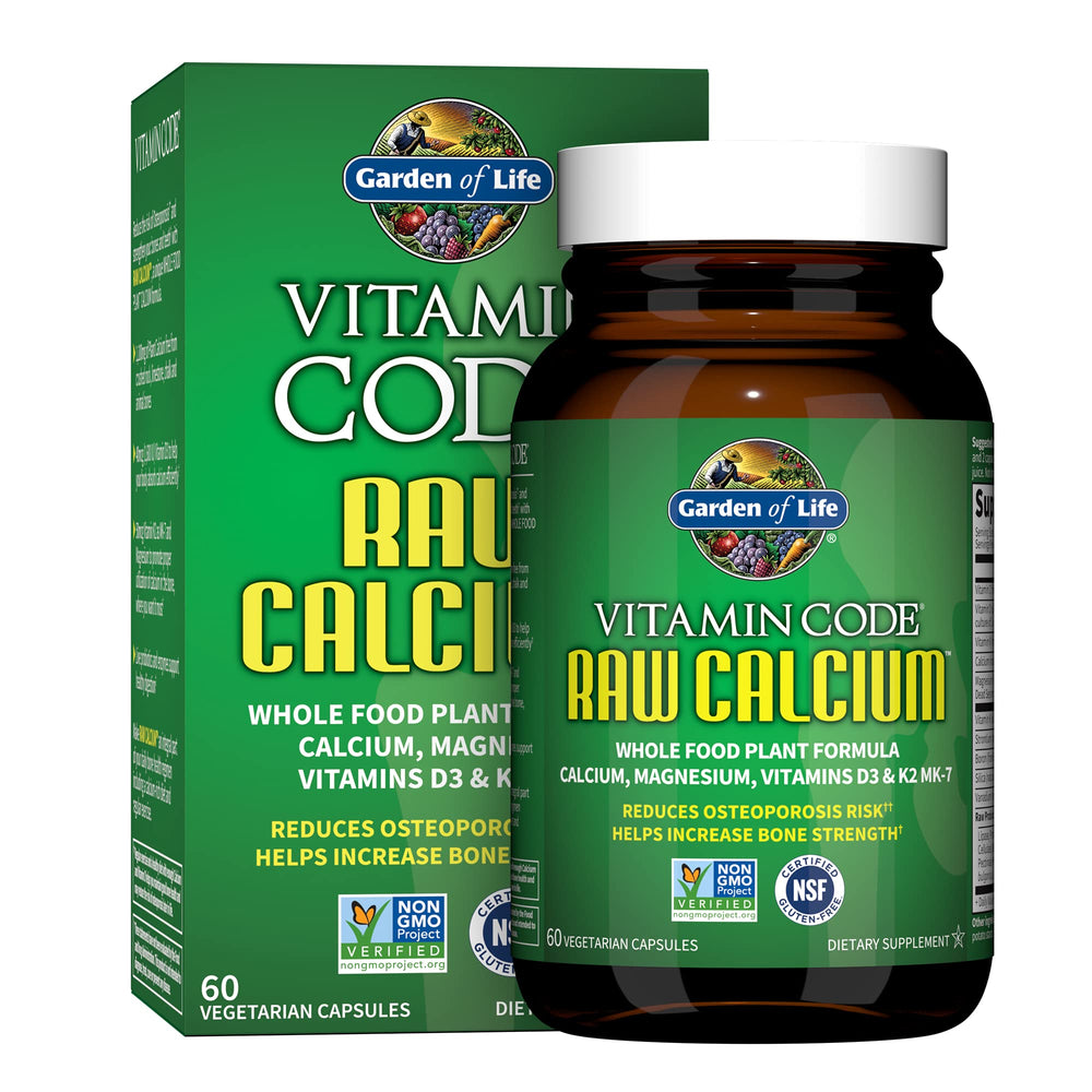 Garden of Life front packaging showing product benefits and raw calcium