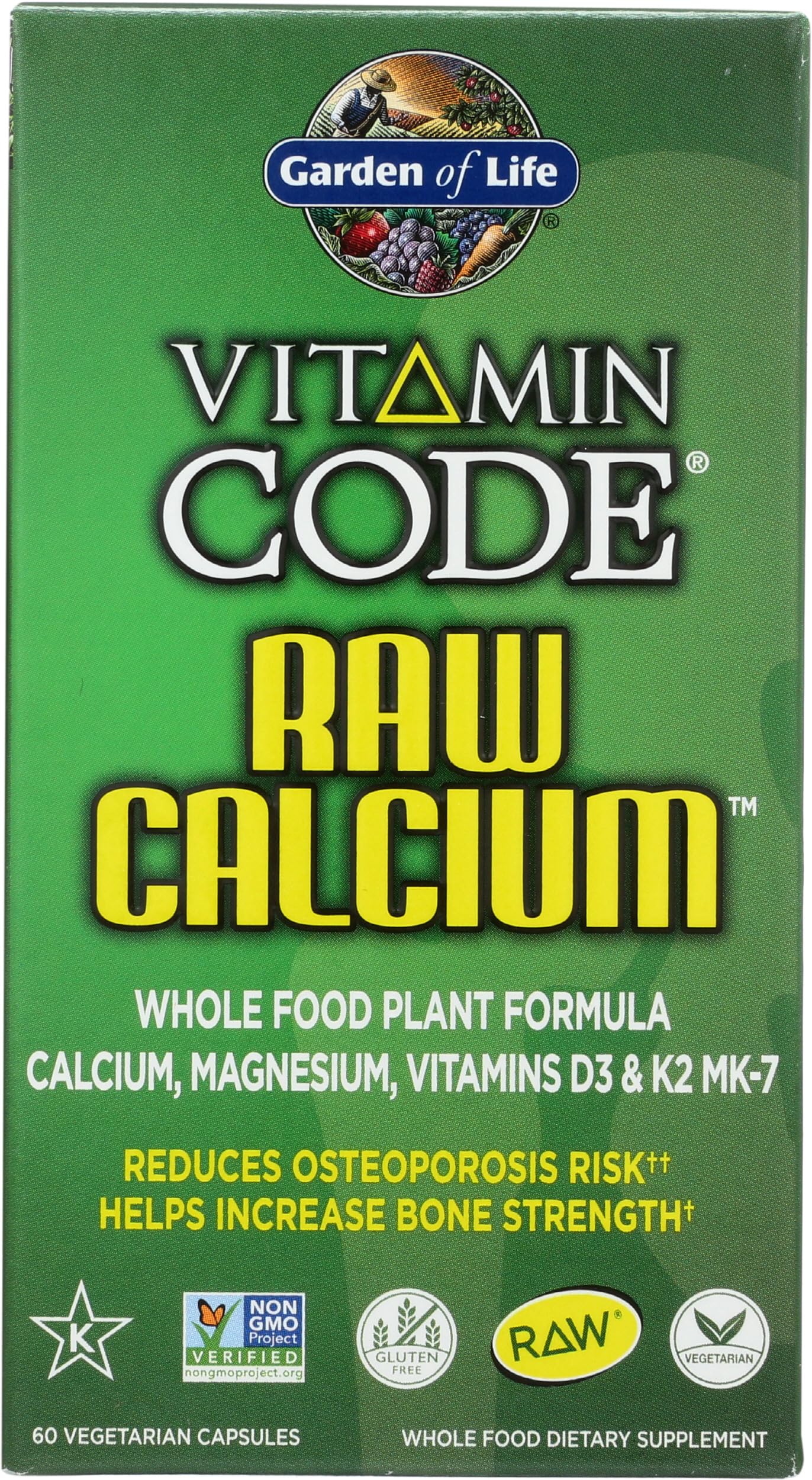 Garden of Life ingredient label emphasizing D3 K2 magnesium blend