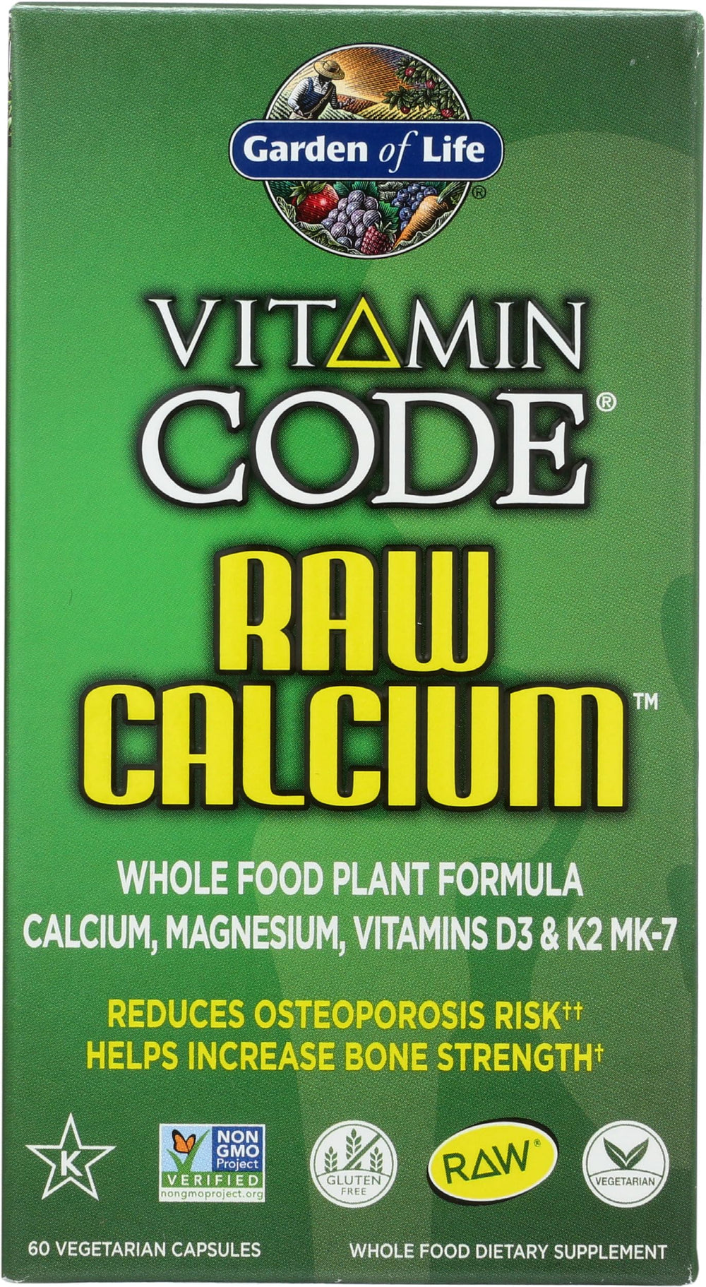 Garden of Life ingredient label emphasizing D3 K2 magnesium blend