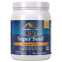 Garden of Life front packaging showing unflavored fiber powder and label benefits