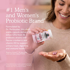 Garden of Life bottle label close-up showing probiotic and cranberry details