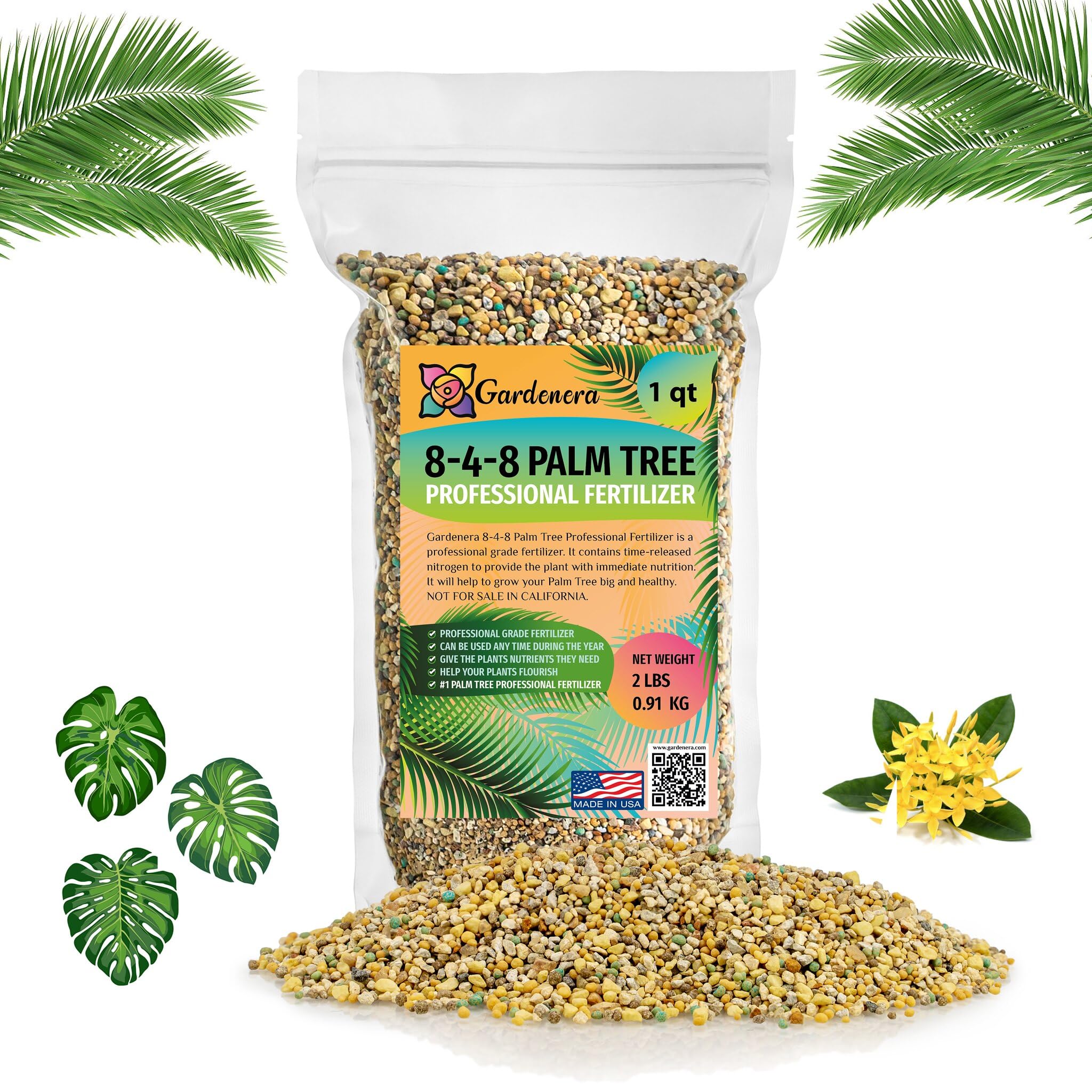 Gardenera front label showing 8-4-8 formula and quick benefits