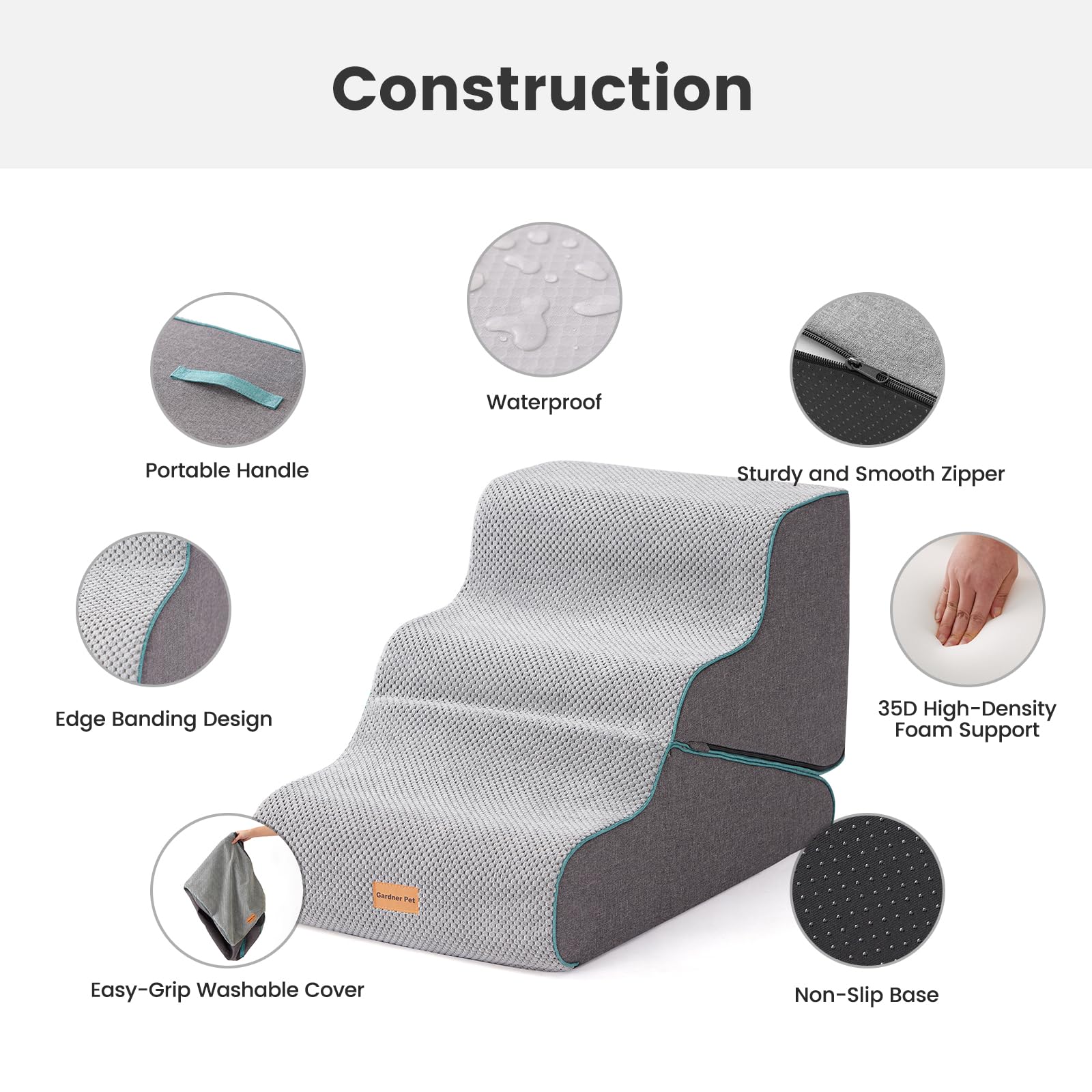 Gardner Pet small dog using the steps to reach couch safely and comfortably