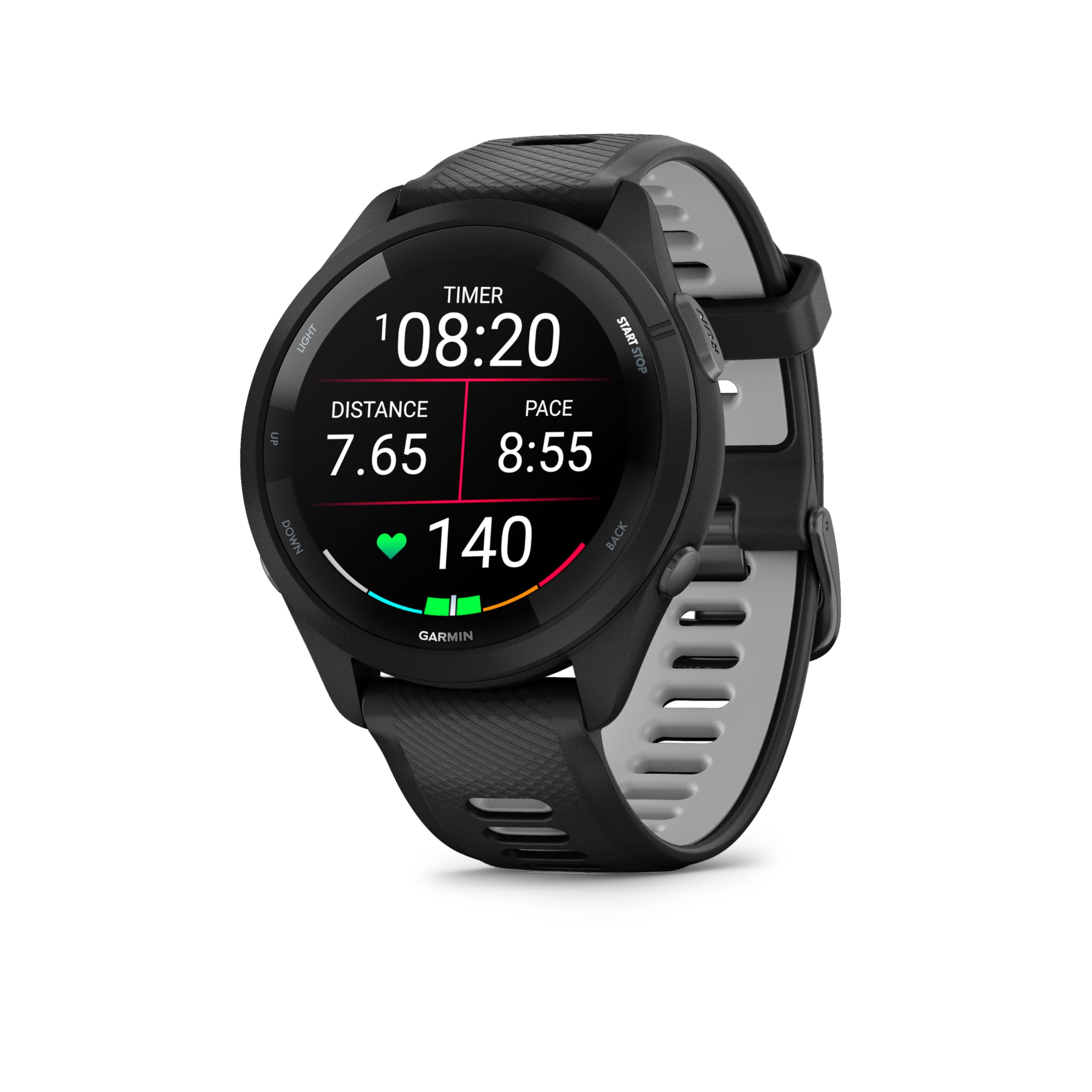 Garmin Forerunner 265 side view highlighting buttons and bezel for easy tactile controls benefit