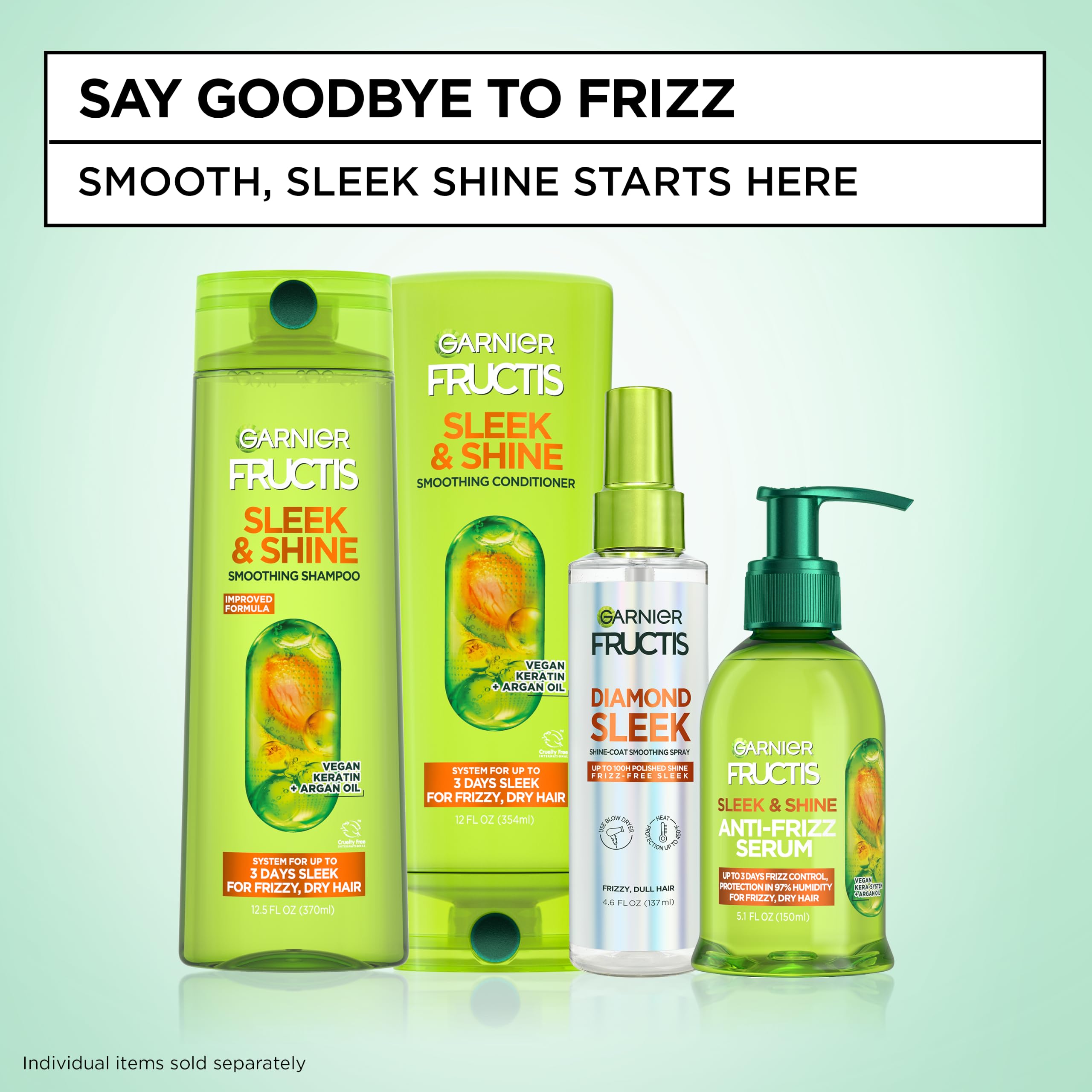 Garnier Fructis vegan keratin visual emphasizing strengthening and frizz control