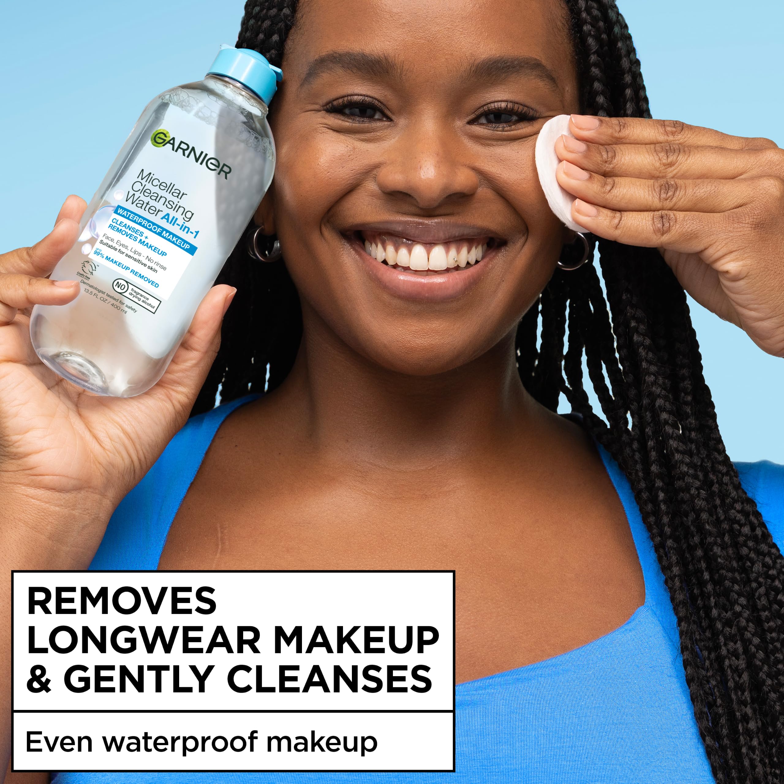 Garnier micellar close-up texture on skin showing non-greasy finish