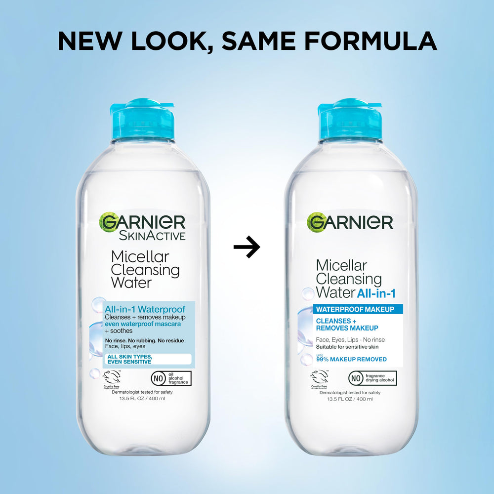Garnier micellar hand holding bottle to show product scale