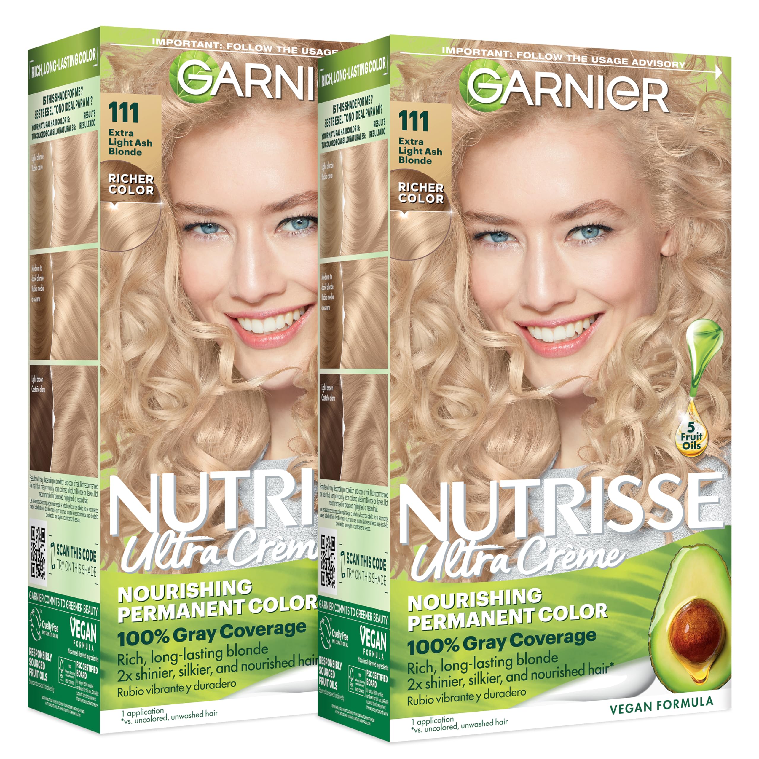 Garnier Nutrisse front packaging showing product benefits and shade