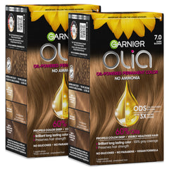 Garnier Olia front packaging showing shade 7.0 and benefits