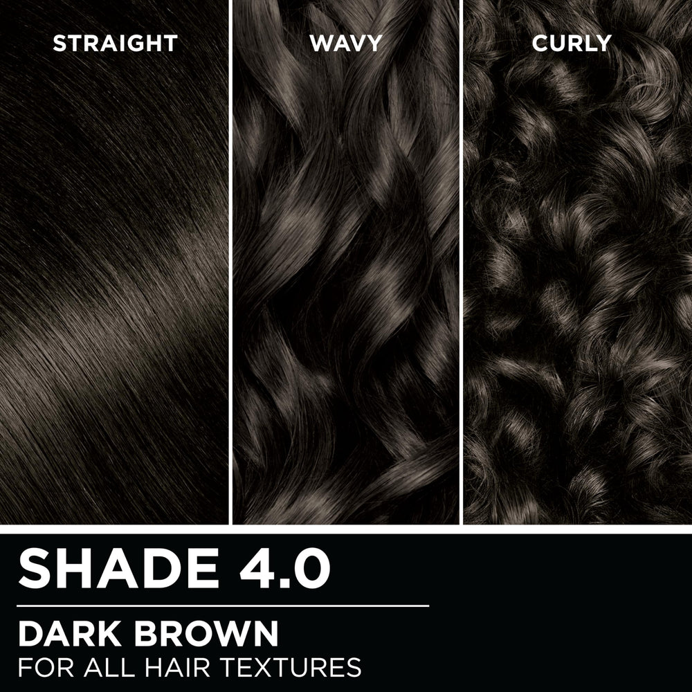 Garnier Olia hair color swatches displaying consistent dark brown shade matching expectations
