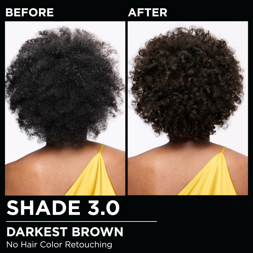 Garnier Olia before-and-after on model showing richer color