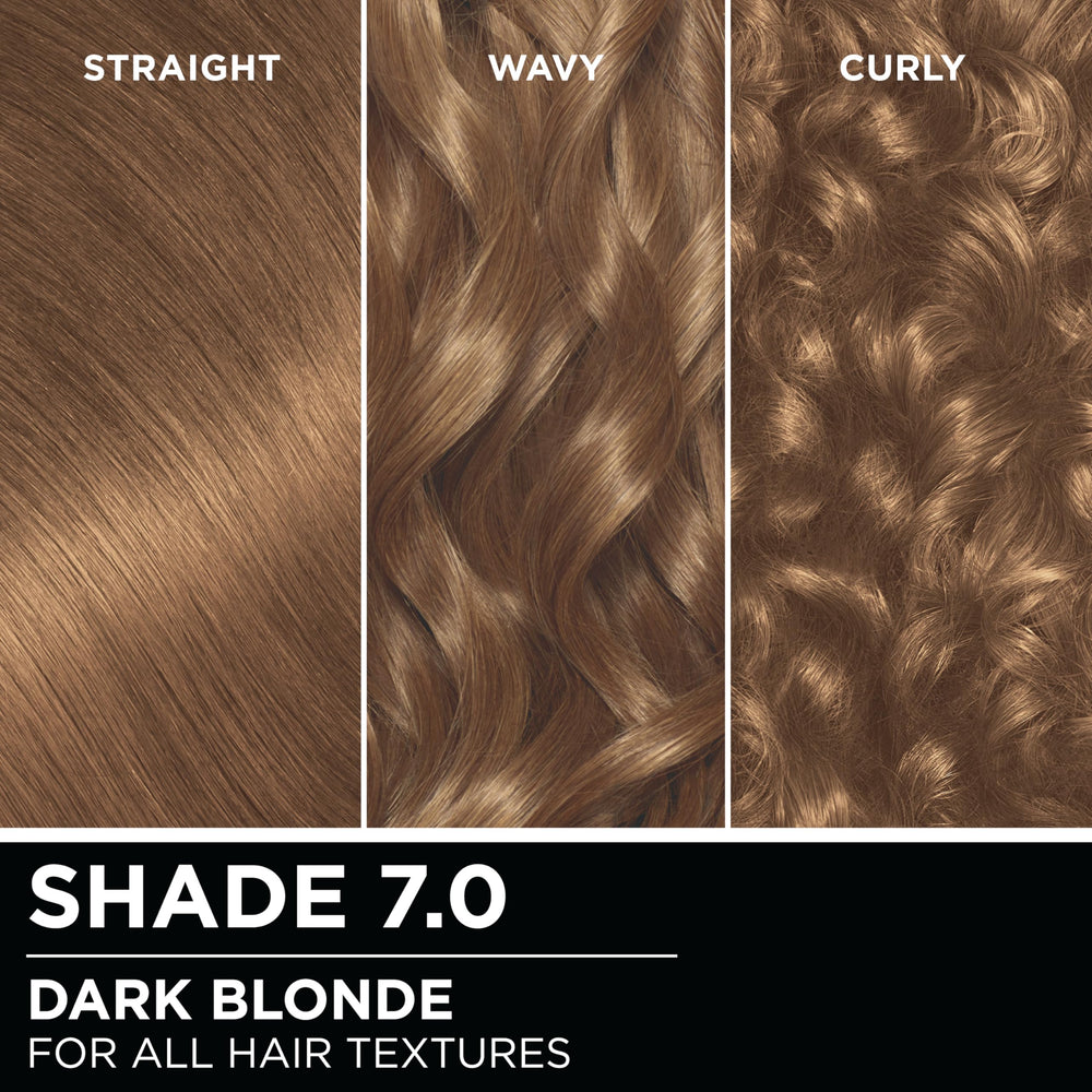 Garnier Olia hair texture close-up displaying added shine