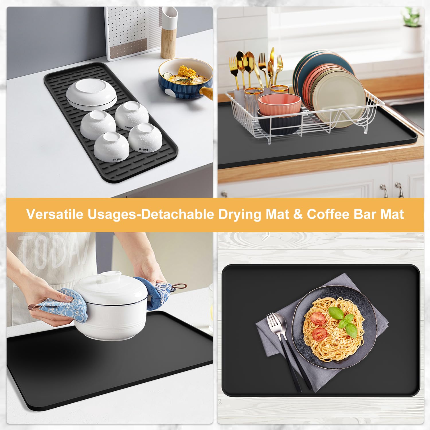 Garolue drying pad holding cups and spoons for fast air-drying