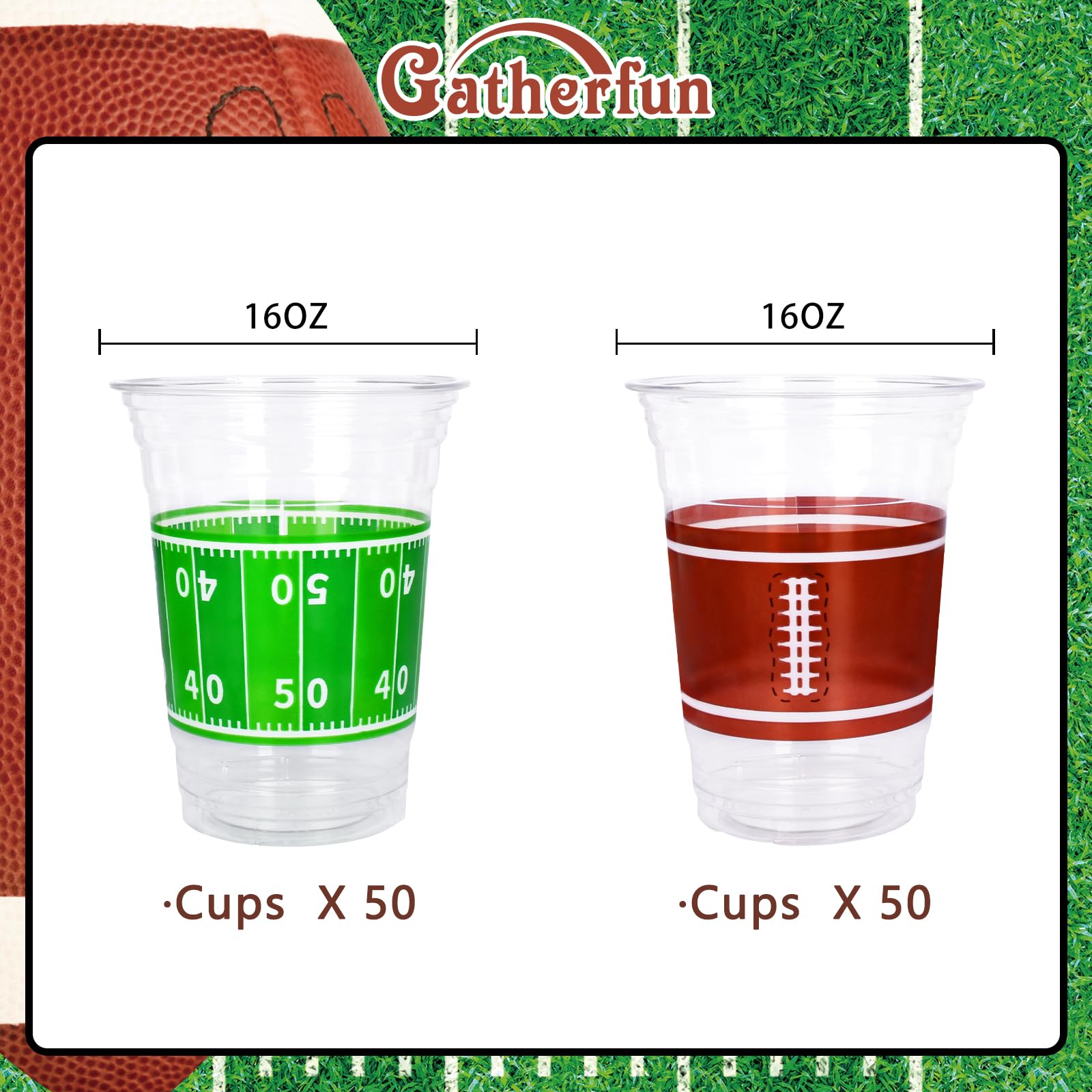 Gatherfun close-up of yard-line and football graphics showing clear printed detail
