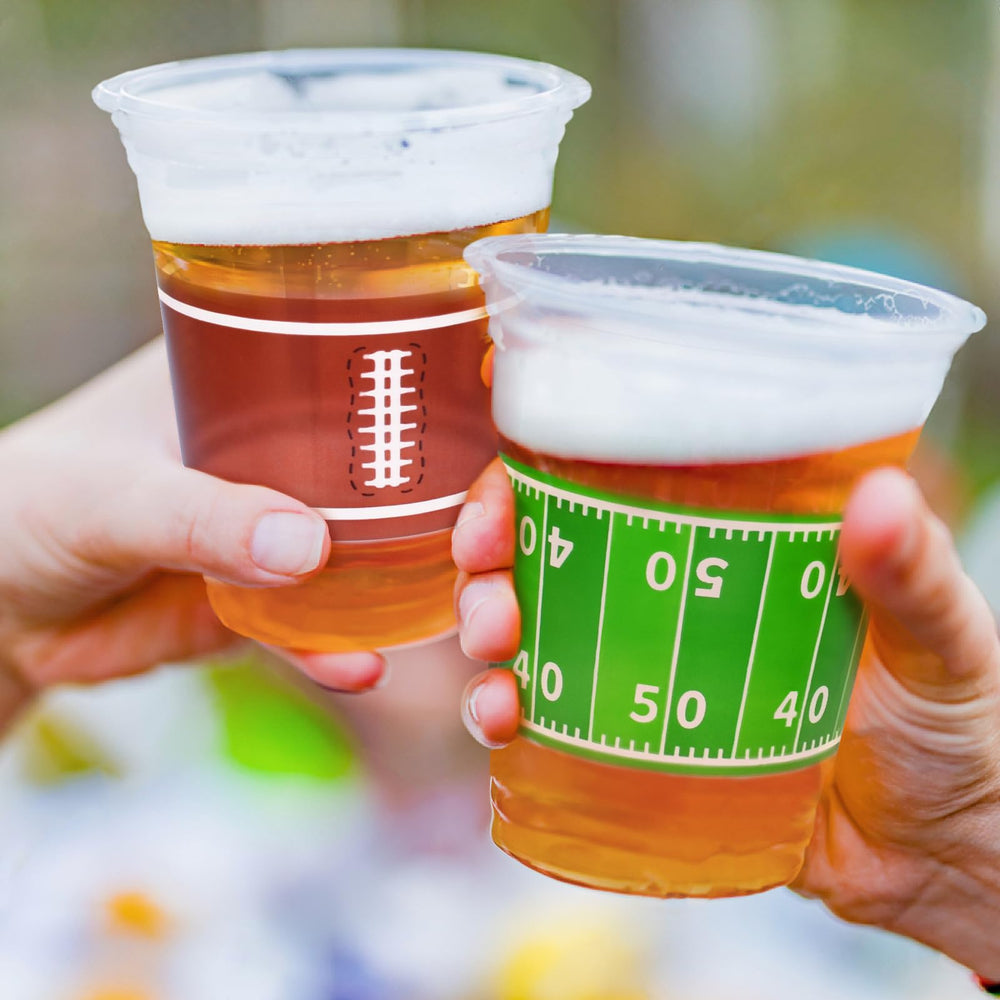 Gatherfun cups arranged on tailgate table creating coordinated game-day look