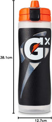 Gatorade cap and high-flow valve close-up highlighting leak-resistant drinking benefit