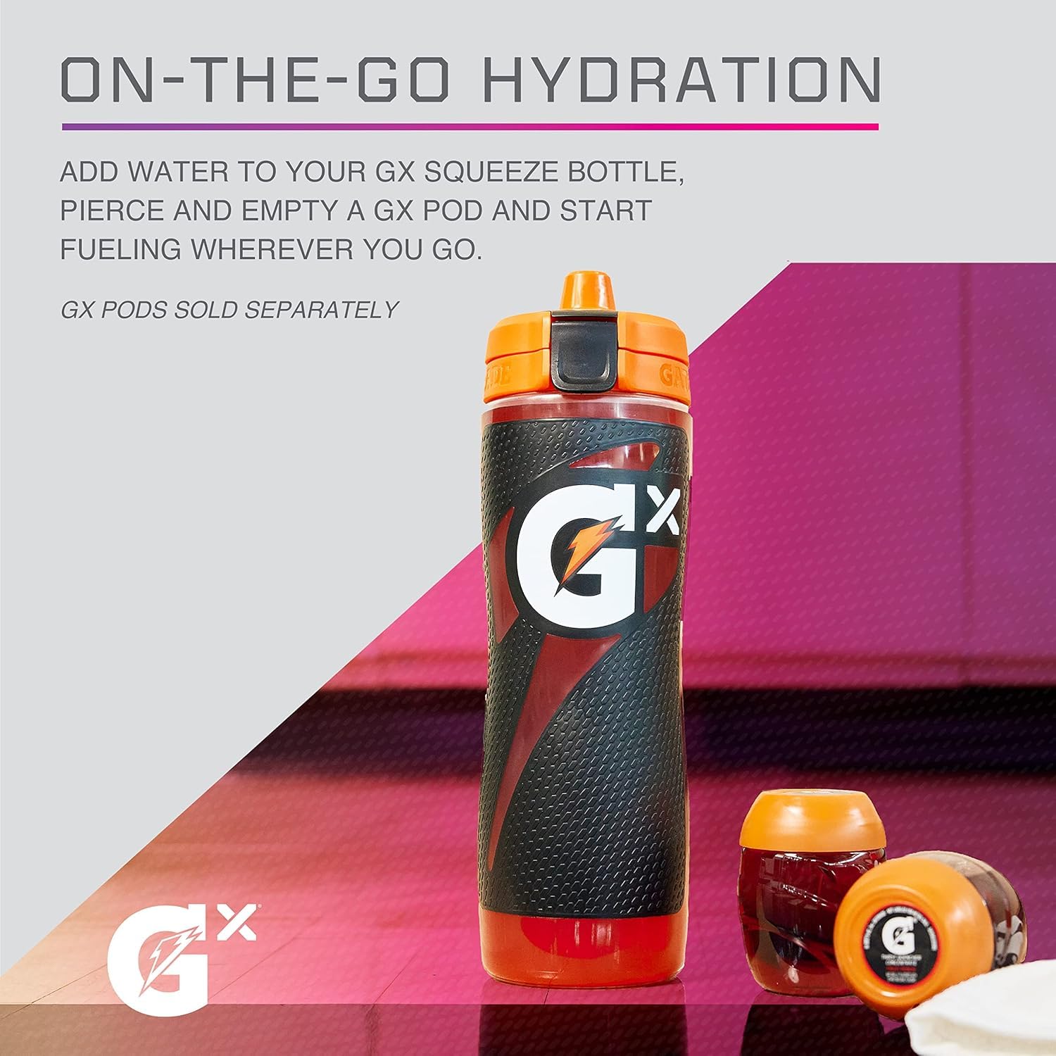 Gatorade bottle on sports field in use showing convenience and active hydration benefit