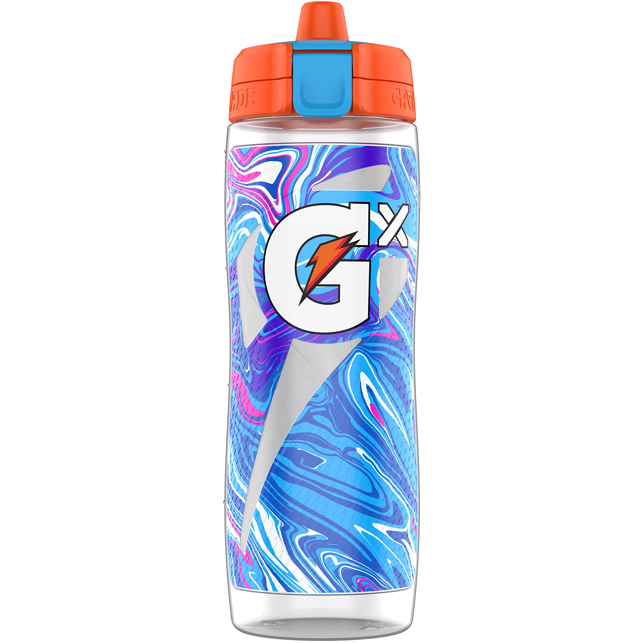 Gatorade Gx marble blue front view showing bottle shape and capacity