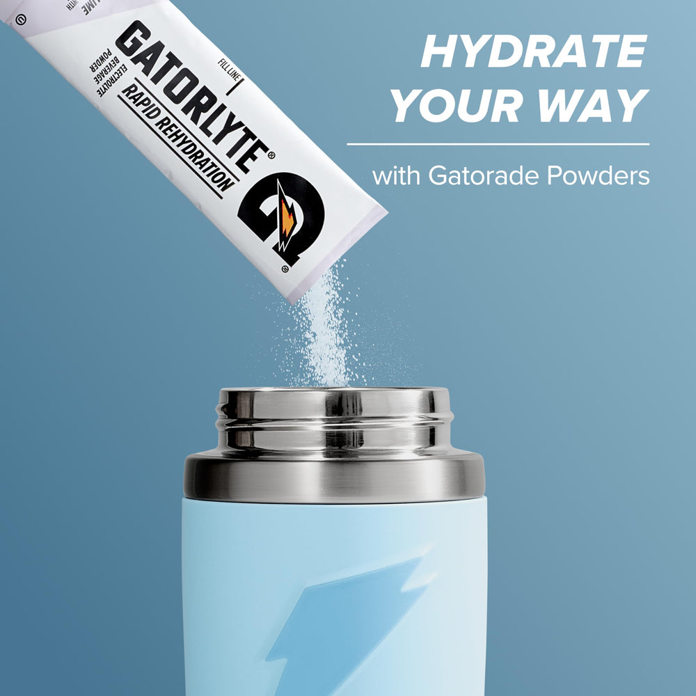 Gatorade Overtime held in hand to show 22oz scale and portability benefit