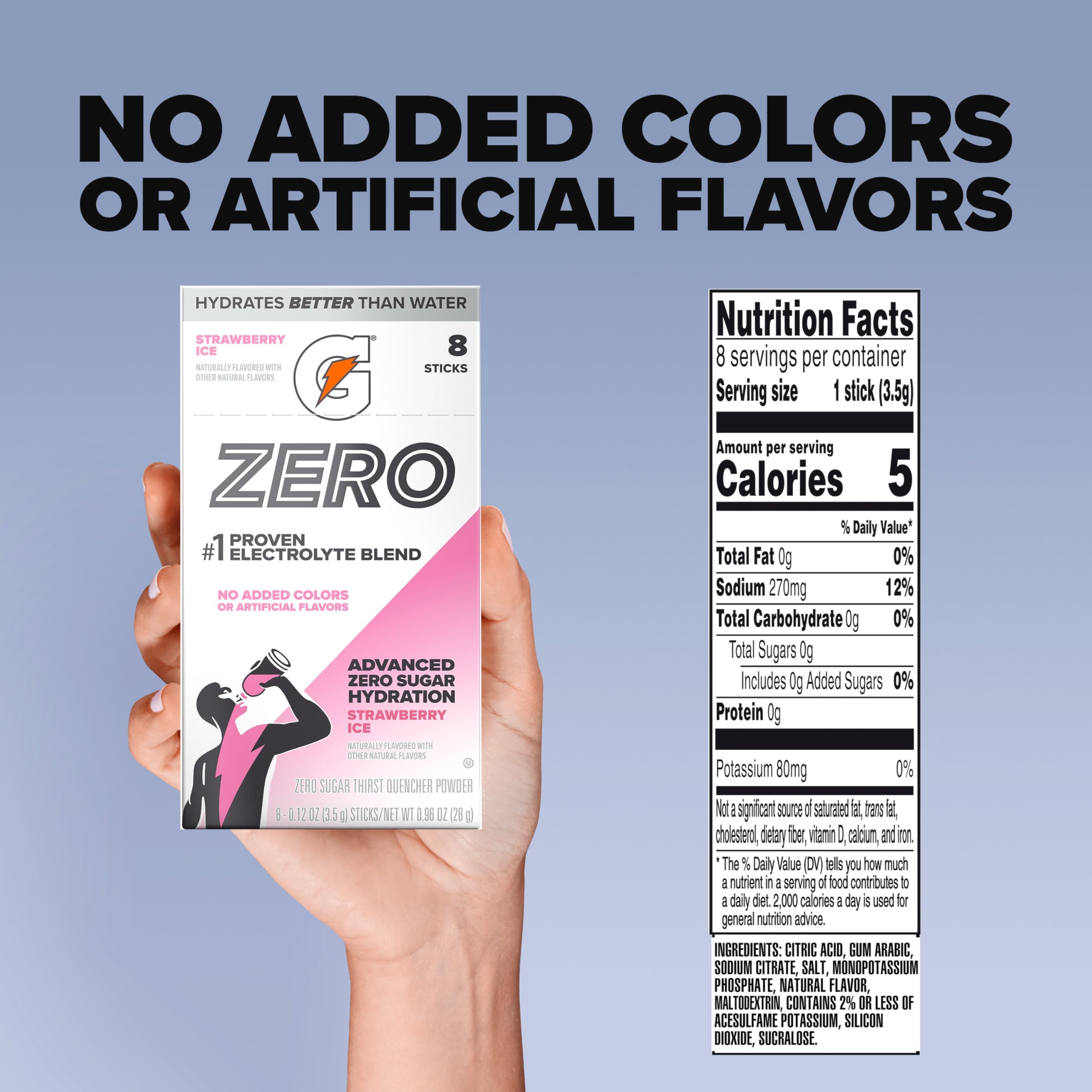 Close-up of Strawberry Ice powder texture and color from Gatorade for quick mixing