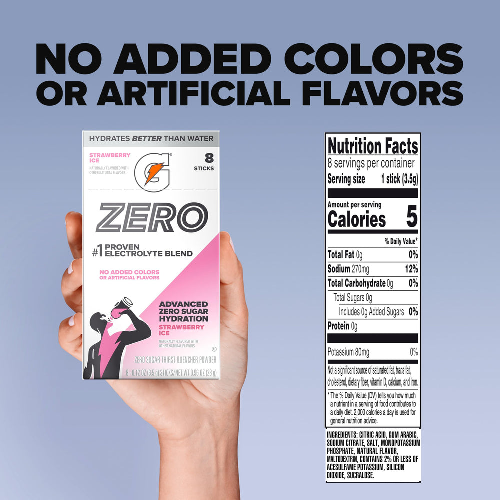 Close-up of Strawberry Ice powder texture and color from Gatorade for quick mixing