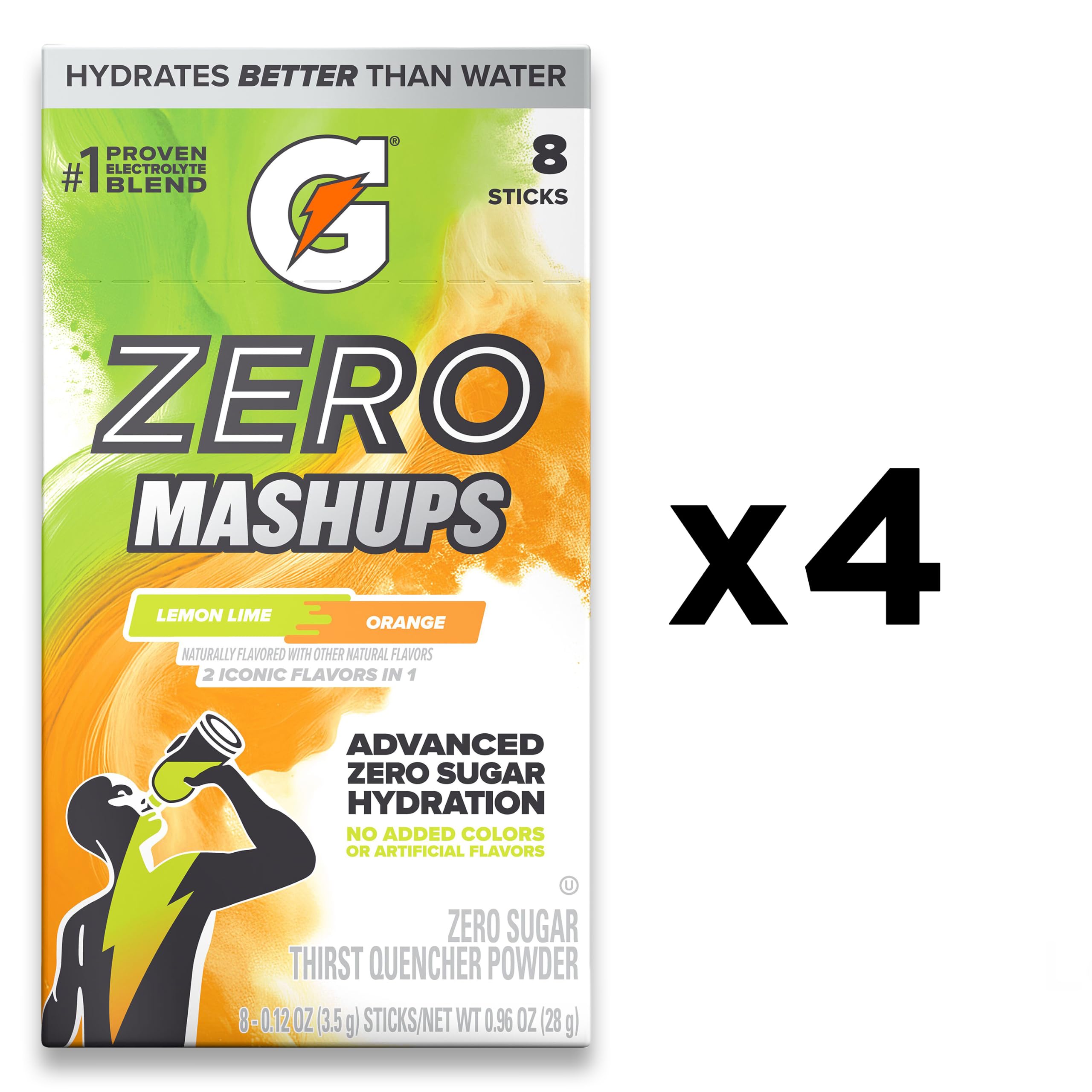 Gatorade Zero powder being poured into water demonstrating quick mixability
