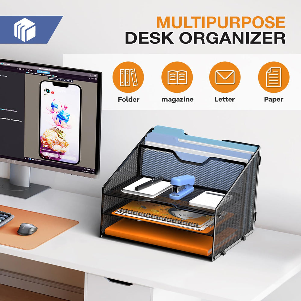 Gawerk organizer on desk beside keyboard showing compact footprint benefit