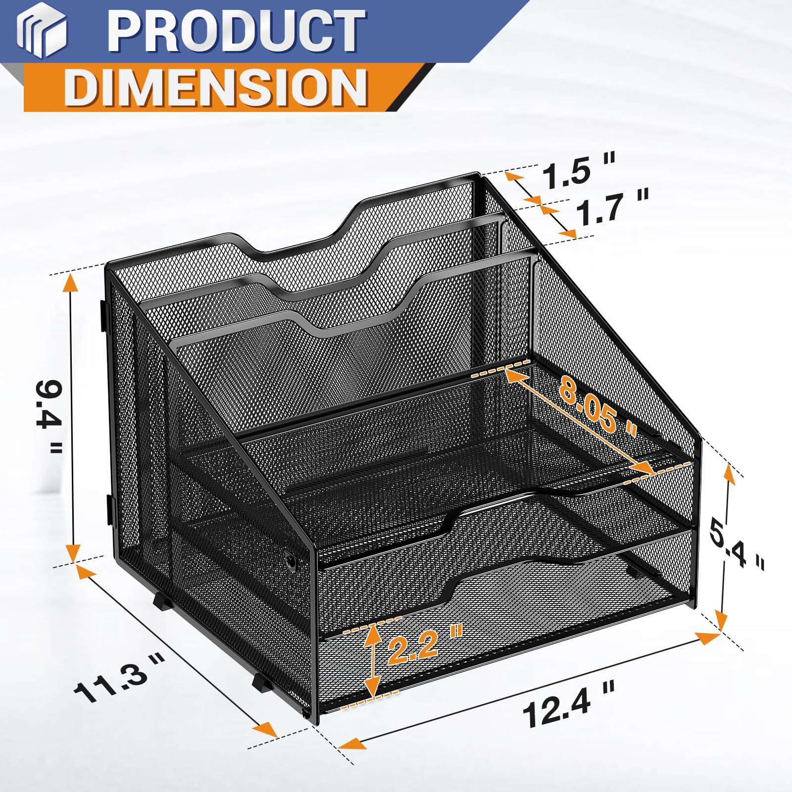 Gawerk close-up of horizontal tray showing sturdy mesh and easy access benefit