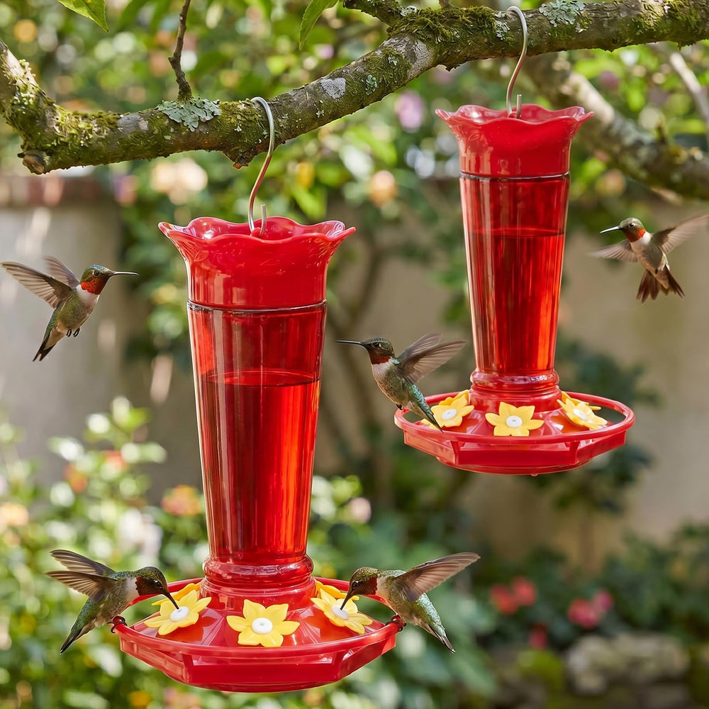 Gbekery front view red glass feeder showing attractive color and design for garden decor