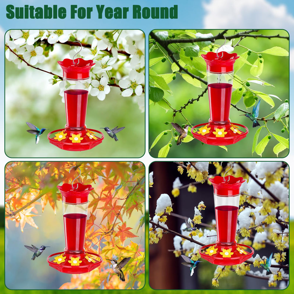 Gbekery feeder hanging in garden near plants attracting hummingbirds to yard
