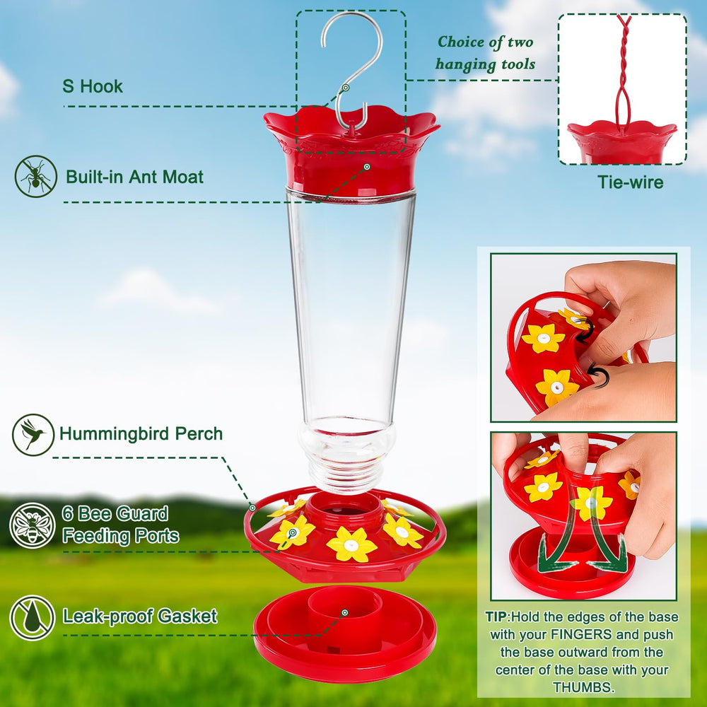 Gbekery six flower-shaped ports and perches enabling multiple hummingbirds to feed
