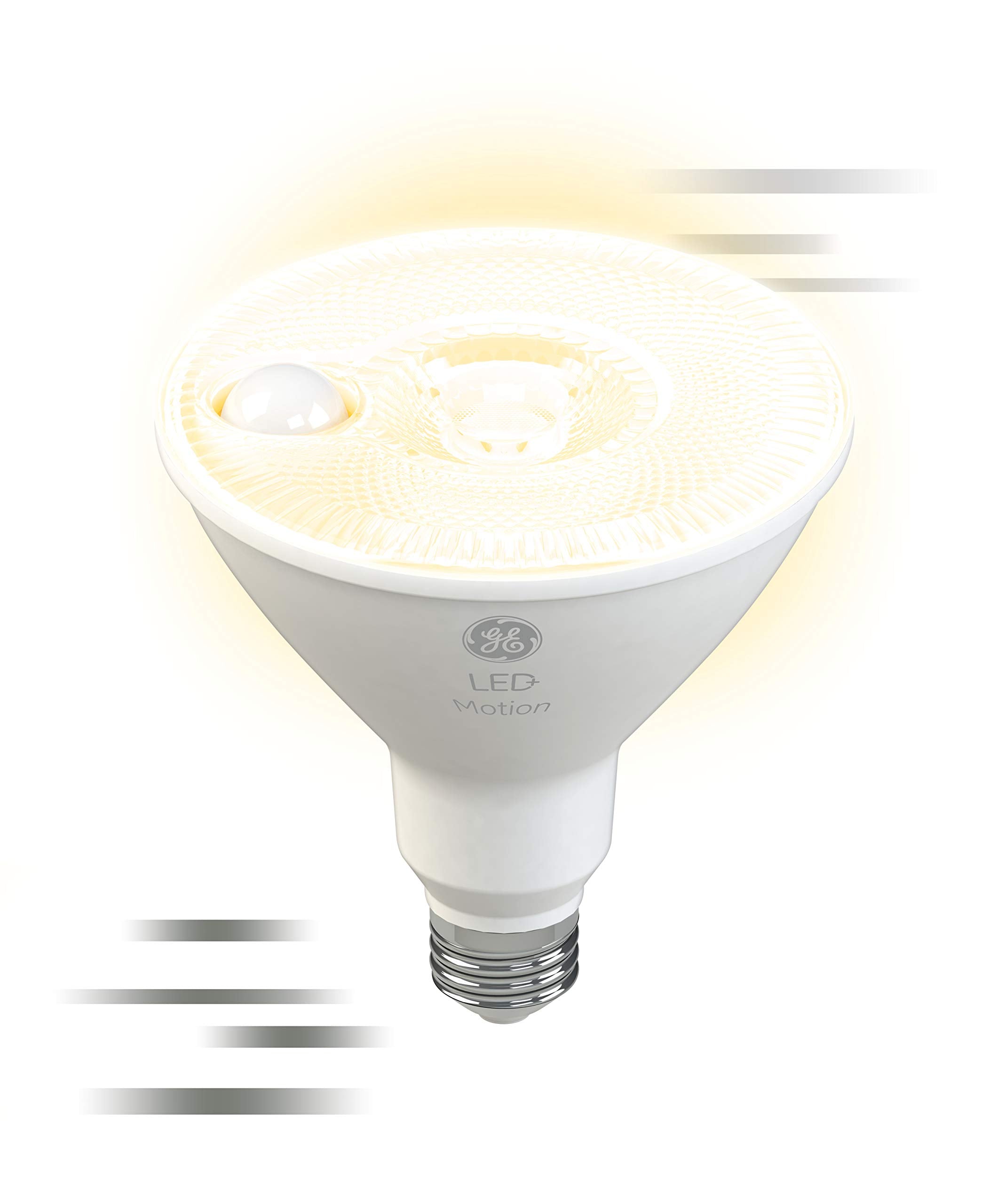 GE PAR38 lighting a backyard entrance in evening for improved visibility and safety