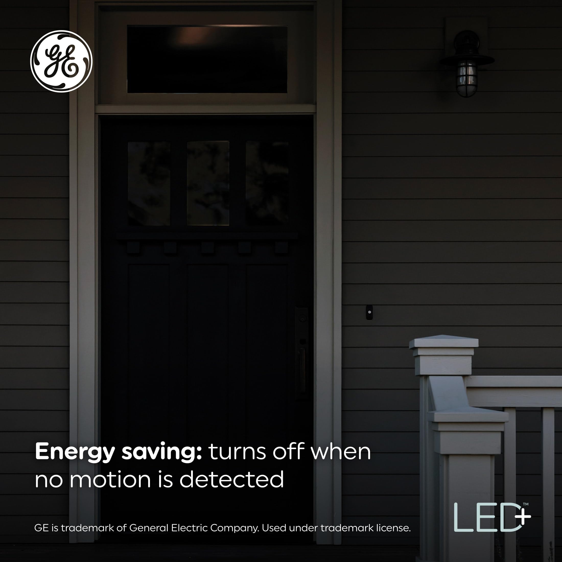 GE PAR38 illuminating a driveway at night demonstrating long-range detection and brightness