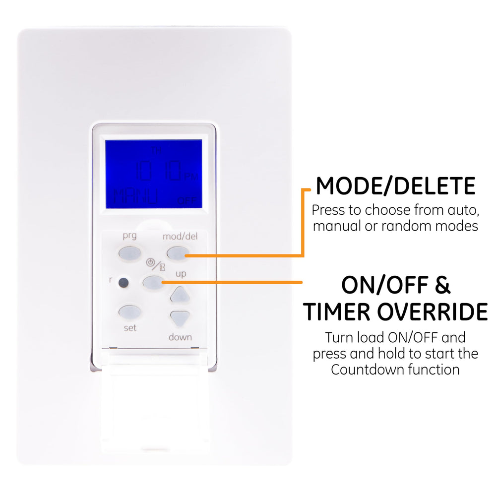 GE SunSmart LCD closeup showing backlit display for easy programming and status checks