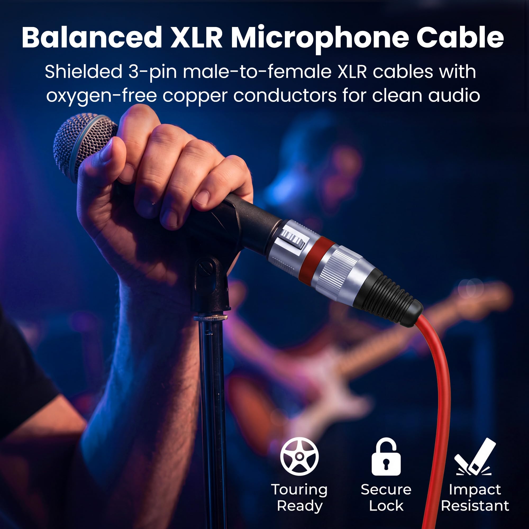 GEARit coiled 100ft XLR cable demonstrating long-run flexibility and reach