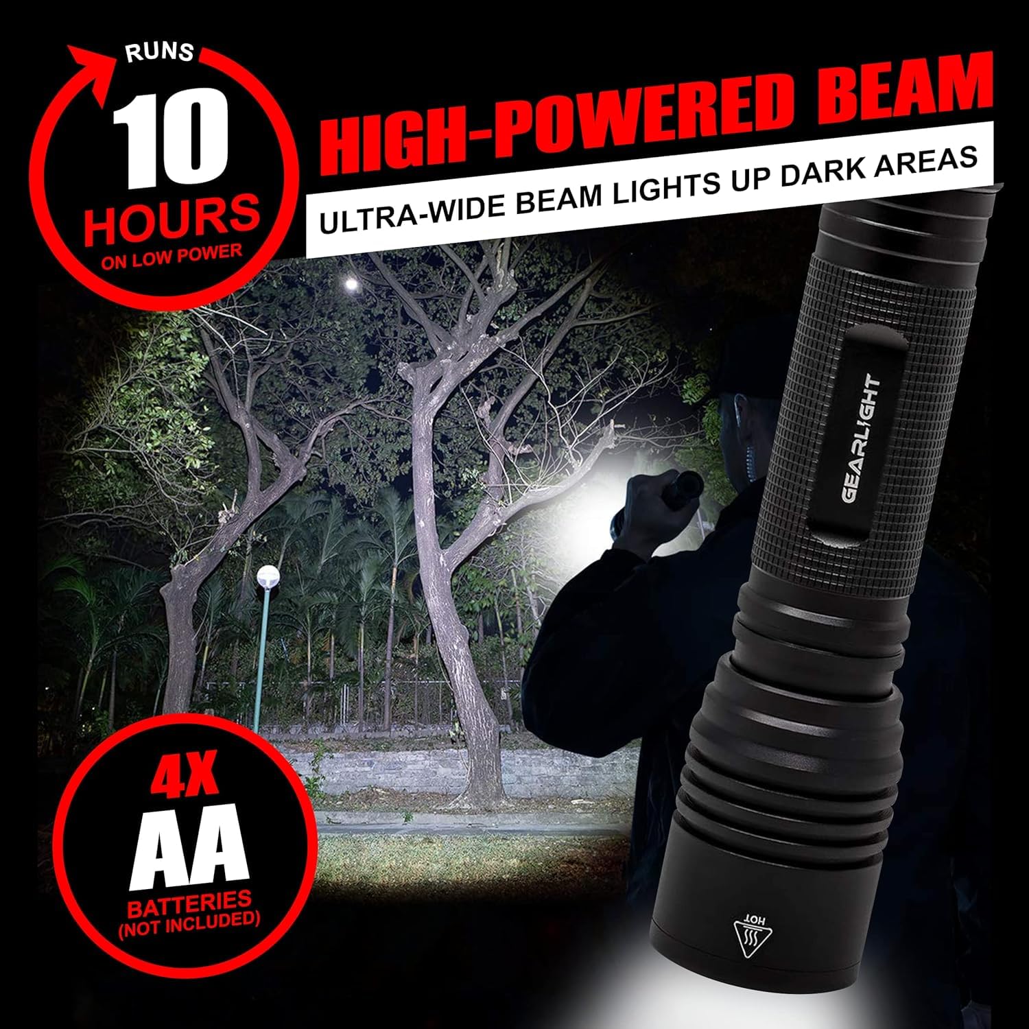 GearLight close-up of zoomable head highlighting focused-beam control benefit