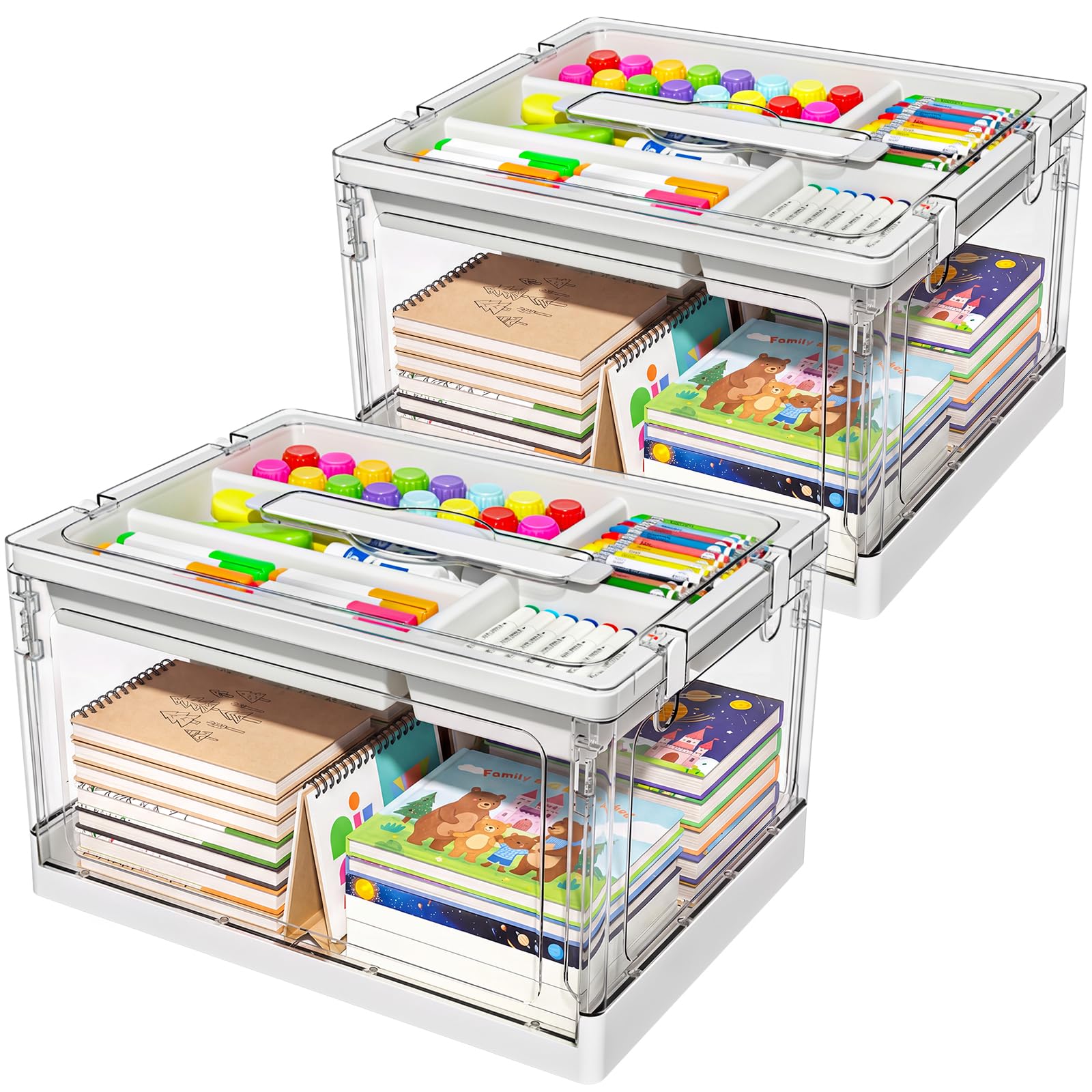 GeeBom front view clear organizer showing contents for quick identification