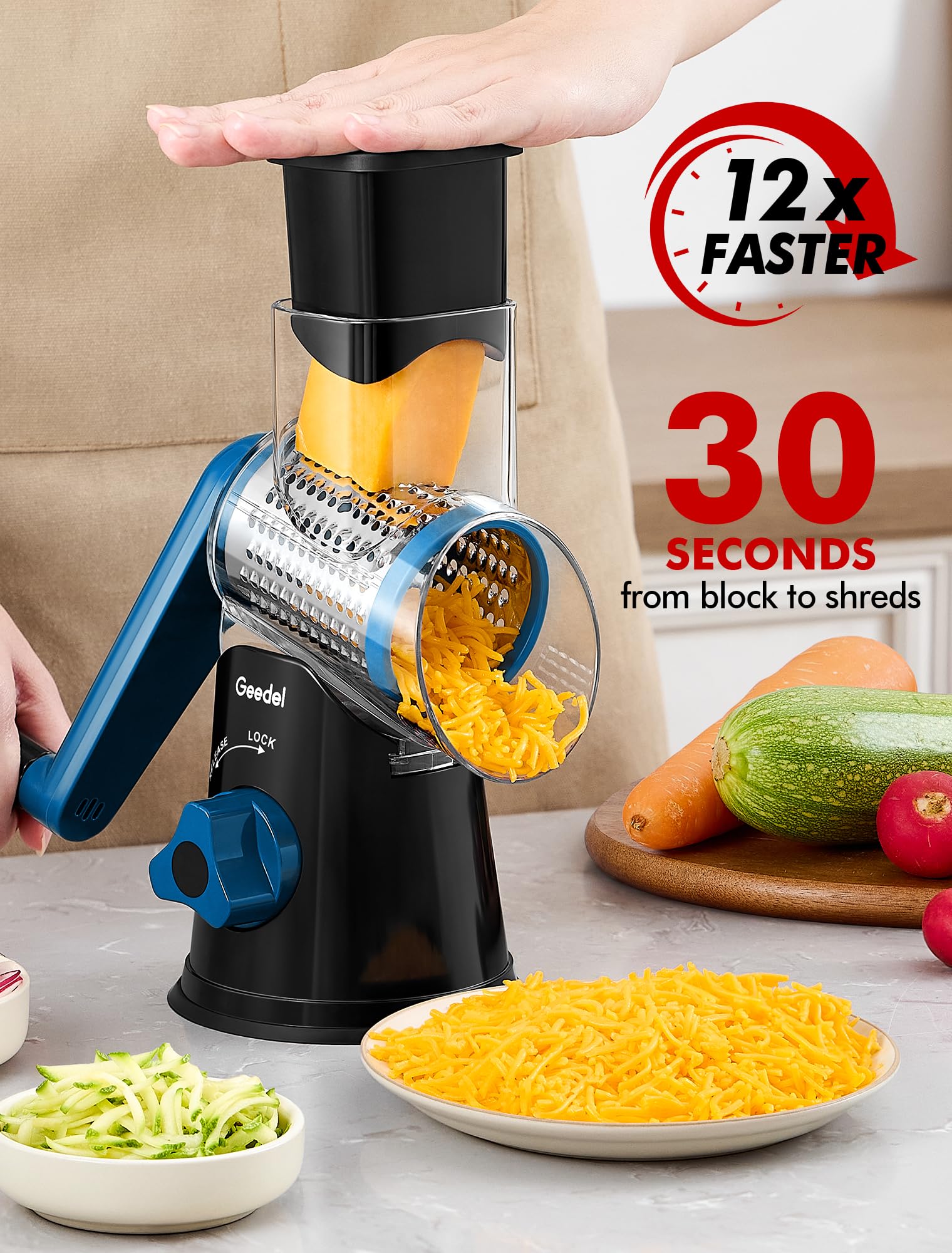 Geedel grinder crushing nuts inside barrel providing even textured nuts for baking