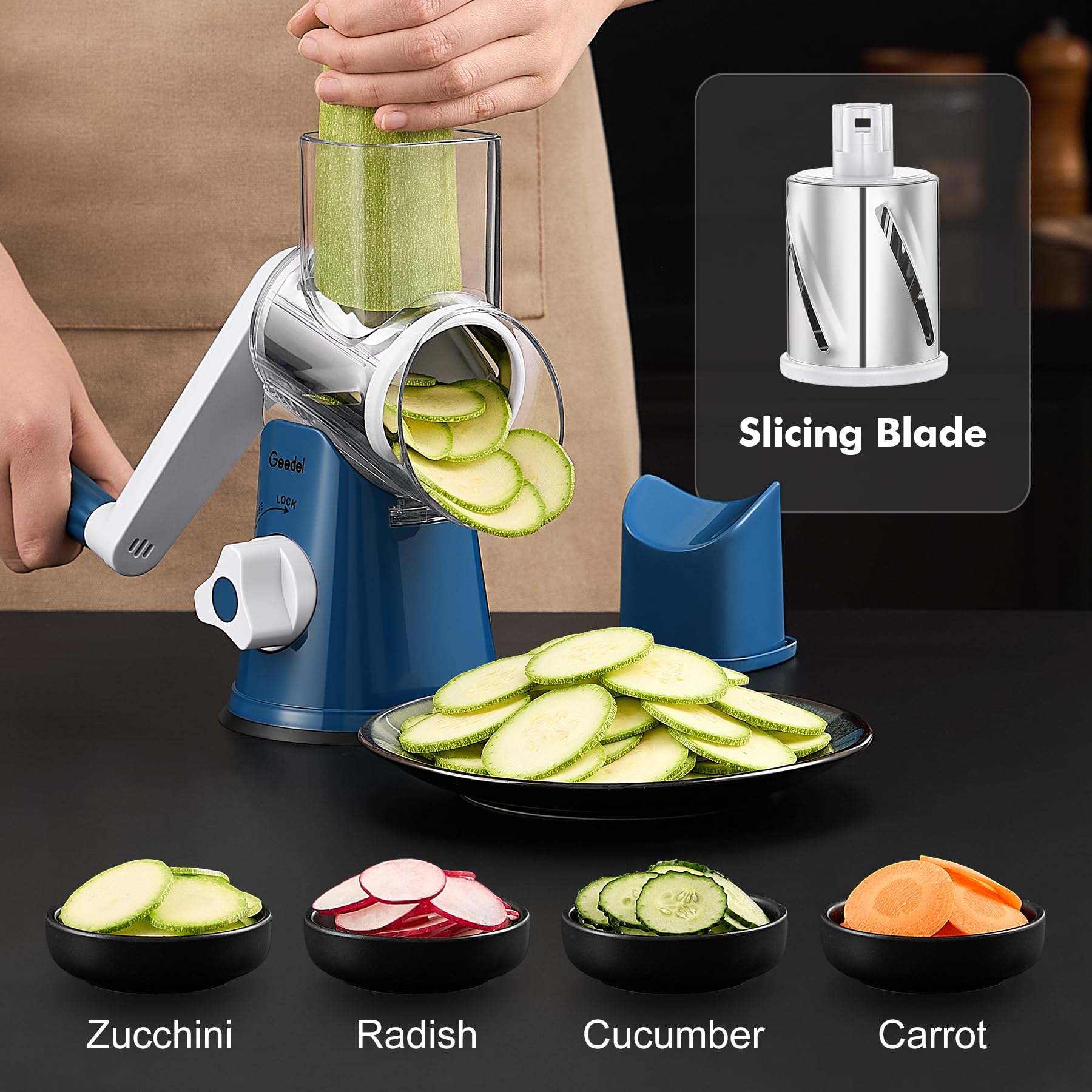 Geedel suction base detail on counter providing firm stability benefit