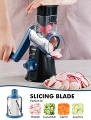 Geedel three stainless drums closeup highlighting durable blades for shredding slicing and grinding