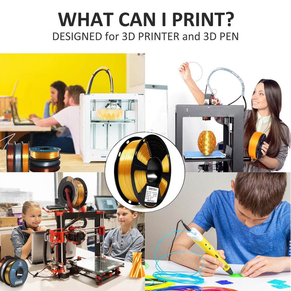 Geeetech silk PLA feeding into an FDM printer for stable, tangle-free extrusion